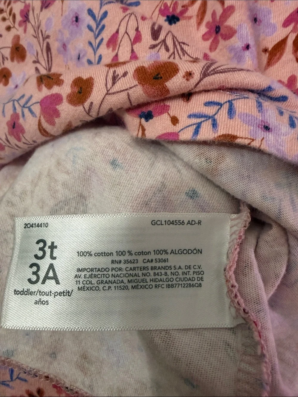 Carter's Pink Floral Long Sleeve Knit Dress with Purple & Brown Prints